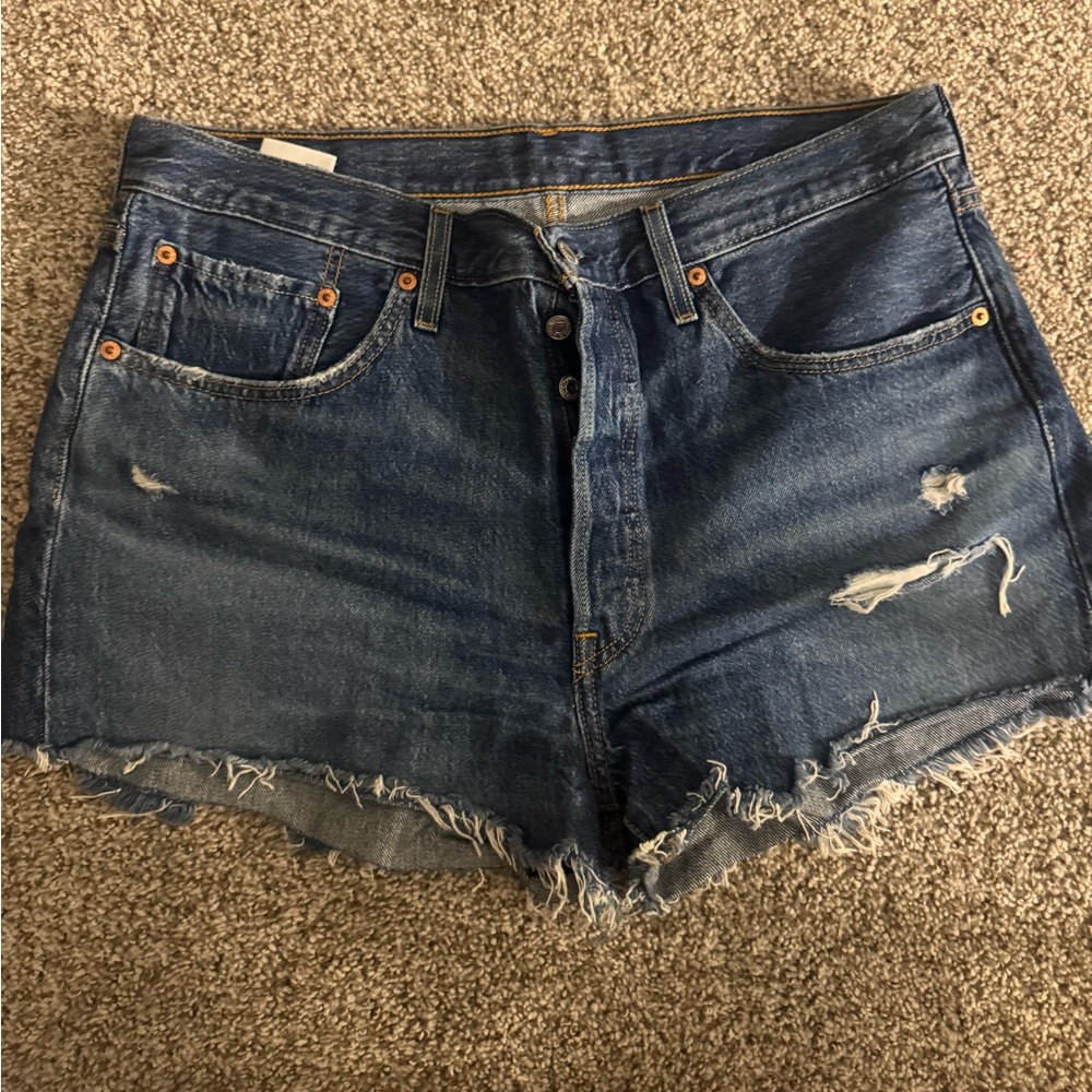 Levi's Blue Distressed Jean Shorts
